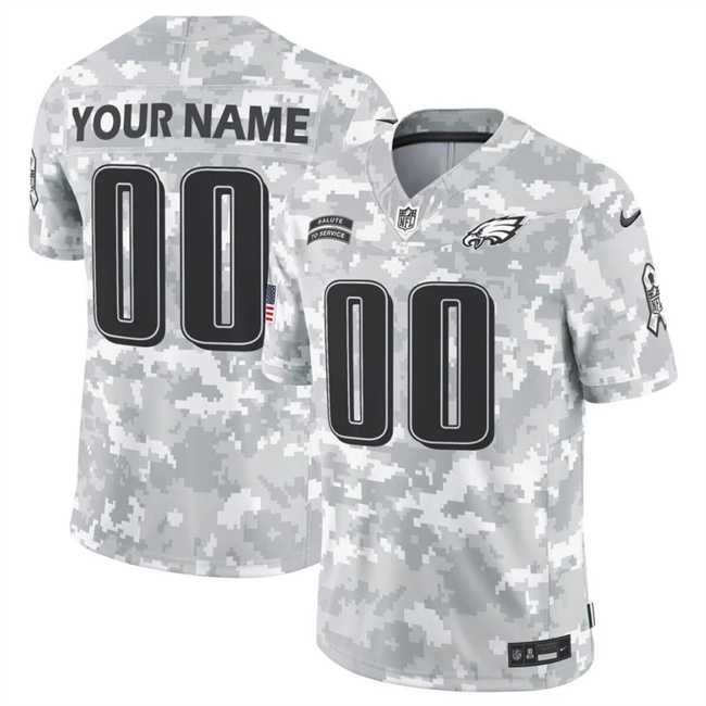 Mens Philadelphia Eagles Active Player Custom 2024 F.U.S.E Arctic Camo Salute To Service Limited Stitched Football Jersey